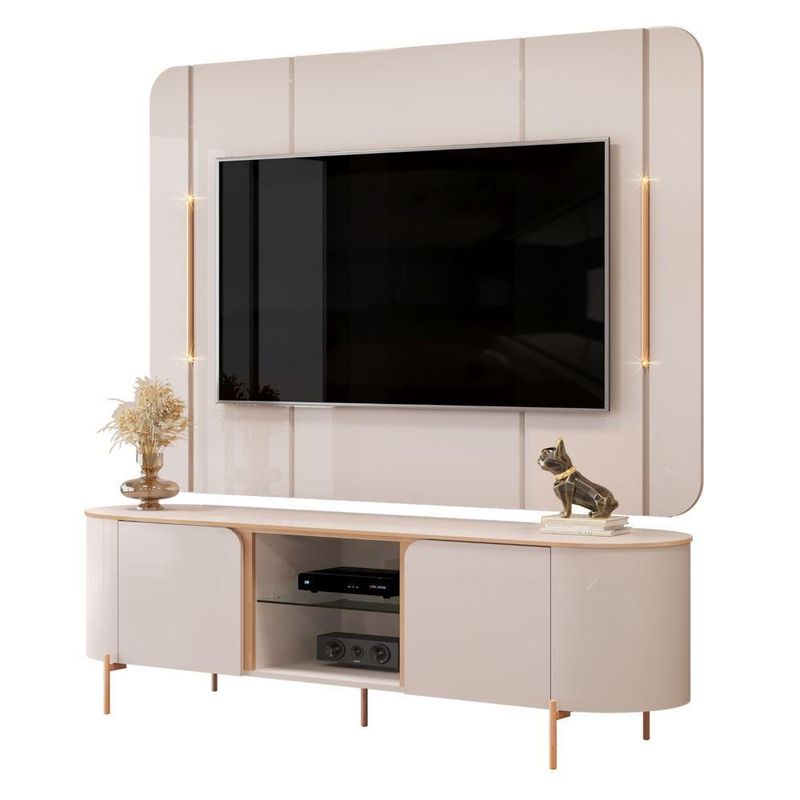 Rack Com Painel Led Tv 65" 1,80m Off White
