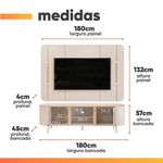 Rack Com Painel Led Tv 65" 1,80m Off White