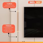 Rack Com Painel Led Tv 65" 1,80m Off White