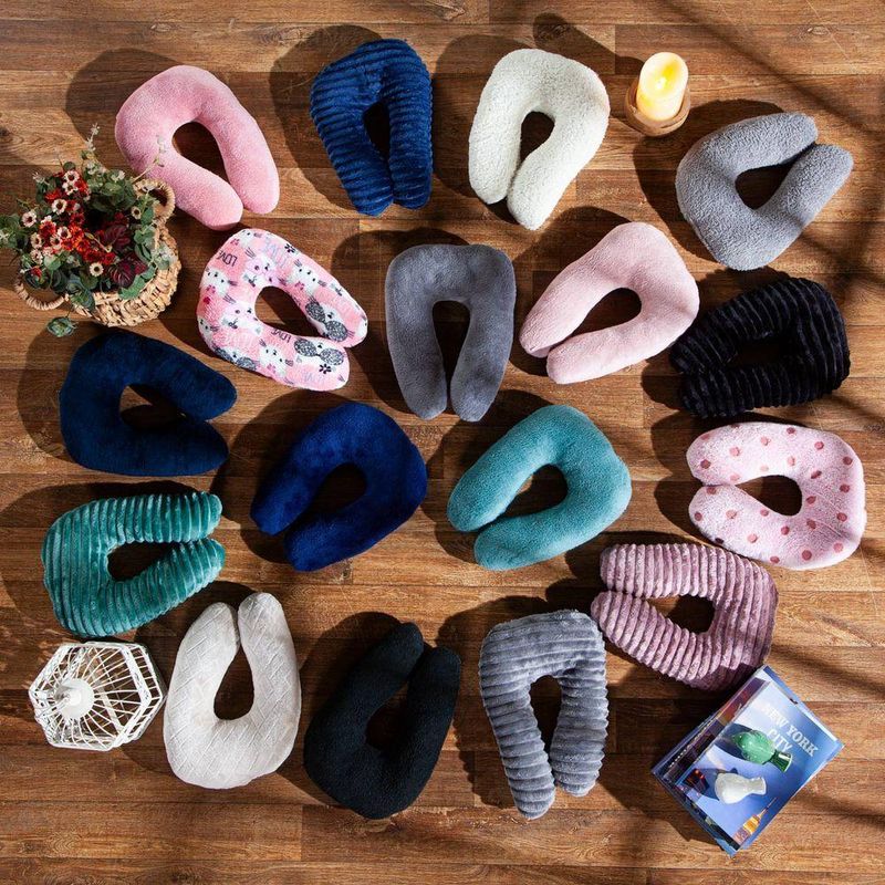 Travesseiro Almofada De Pescoço Avulsa Para Viagem Cores Sortidas Com Enchimento Em Silicone - Descanso Encosto Viagens