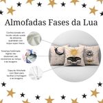 Kit Trio Capas De Almofadas Estampadas Fases Da Lua Em Veludo Suede 45cm X 45cm - Decoração Luxo Para Sala Cor Bege