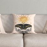 Kit Trio Capas De Almofadas Estampadas Fases Da Lua Em Veludo Suede 45cm X 45cm - Decoração Luxo Para Sala Cor Bege