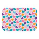 Tapete Para Quarto Estampado Corações Rosa 60cm X 40cm - Base Antiderrapante