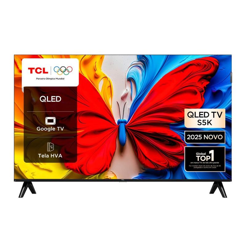 Smart tv 32” fhd tcl 32s5k qled dolby audio google tv