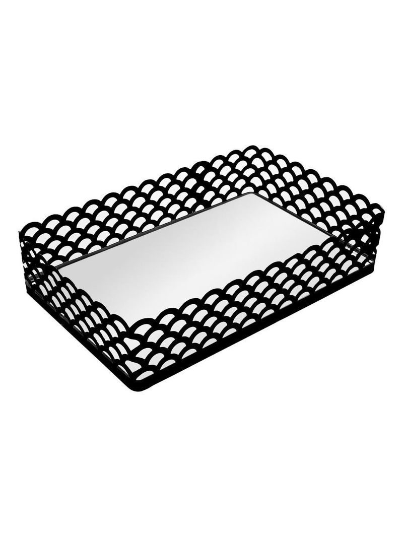 Bandeja lyor arles de metal com espelho preto fosco 21cm
