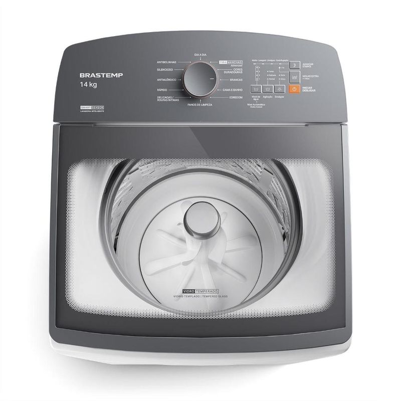 Máquina de lavar brastemp bwf14ab 14kg smart sensor ciclo tira mancha cesto inox branca