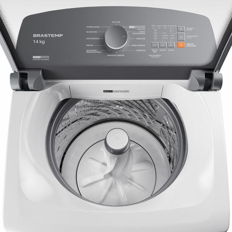Máquina de lavar brastemp bwf14ab 14kg smart sensor ciclo tira mancha cesto inox branca