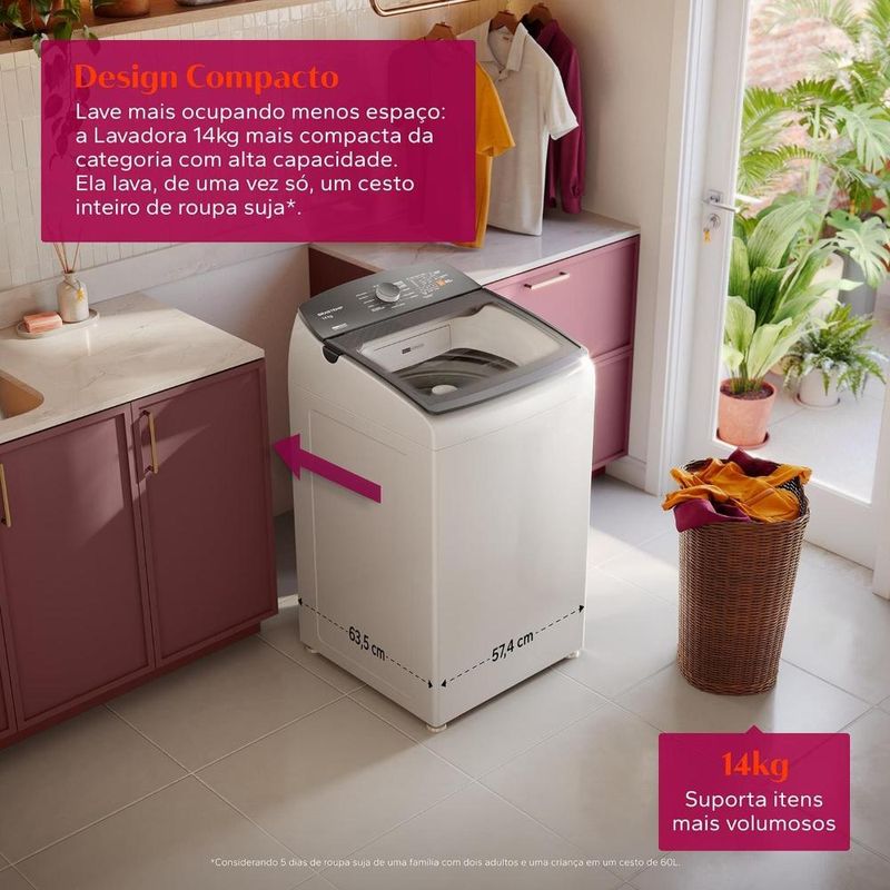 Máquina de lavar brastemp bwf14ab 14kg smart sensor ciclo tira mancha cesto inox branca