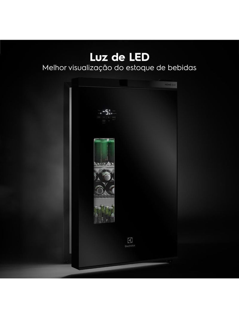 Cervejeira home bar electrolux eb100 frost free 100l porta de vidro preta