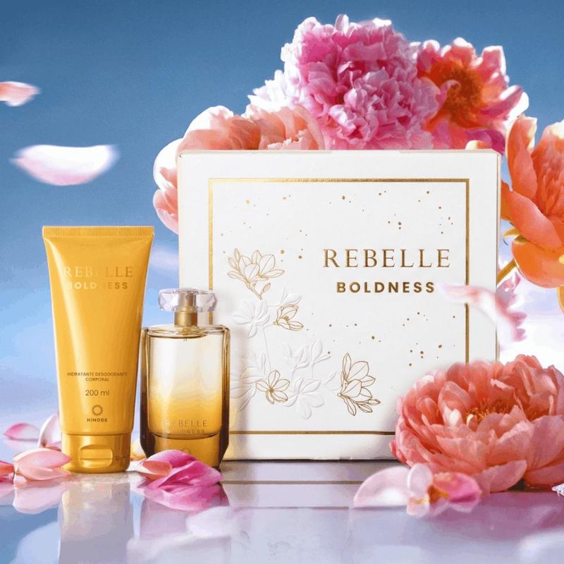 Kit  Perfume Rebelle Boldness e Hidratante Dia das Mães Hinode 200ml