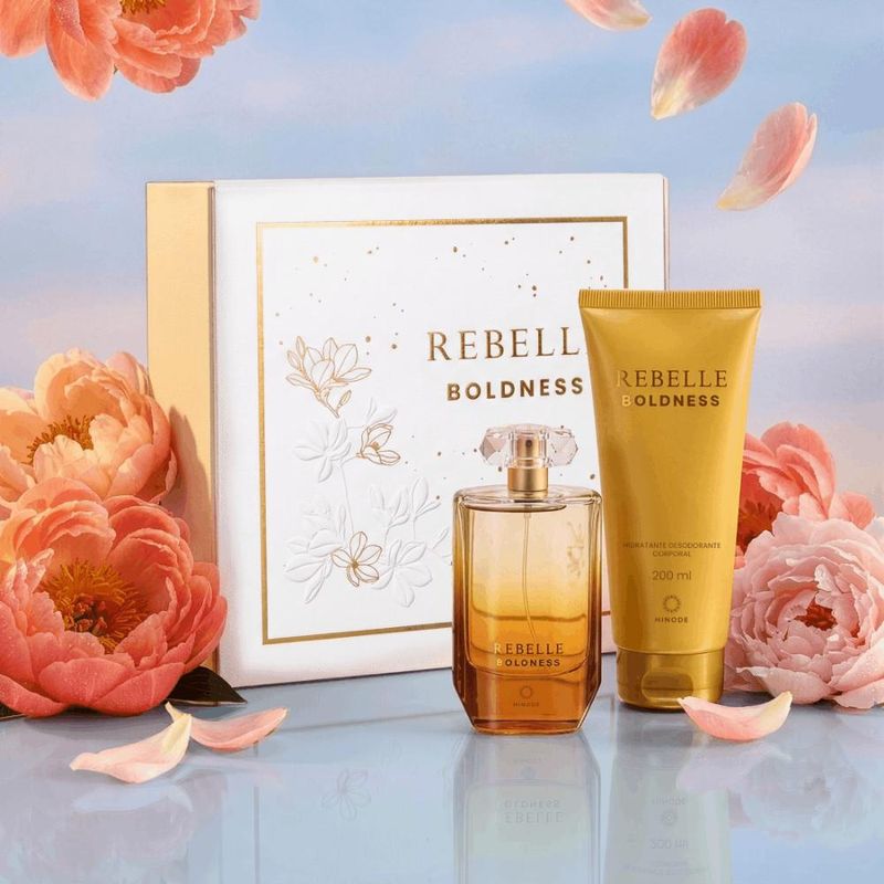 Kit  Perfume Rebelle Boldness e Hidratante Dia das Mães Hinode 200ml