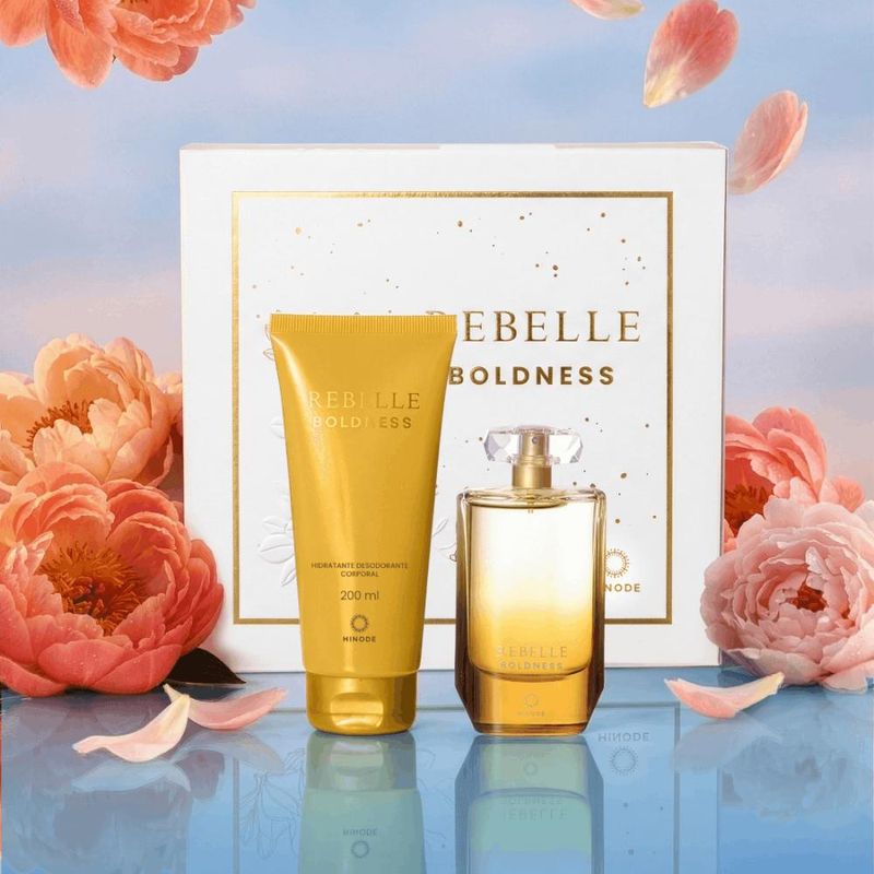 Kit  Perfume Rebelle Boldness e Hidratante Dia das Mães Hinode 200ml