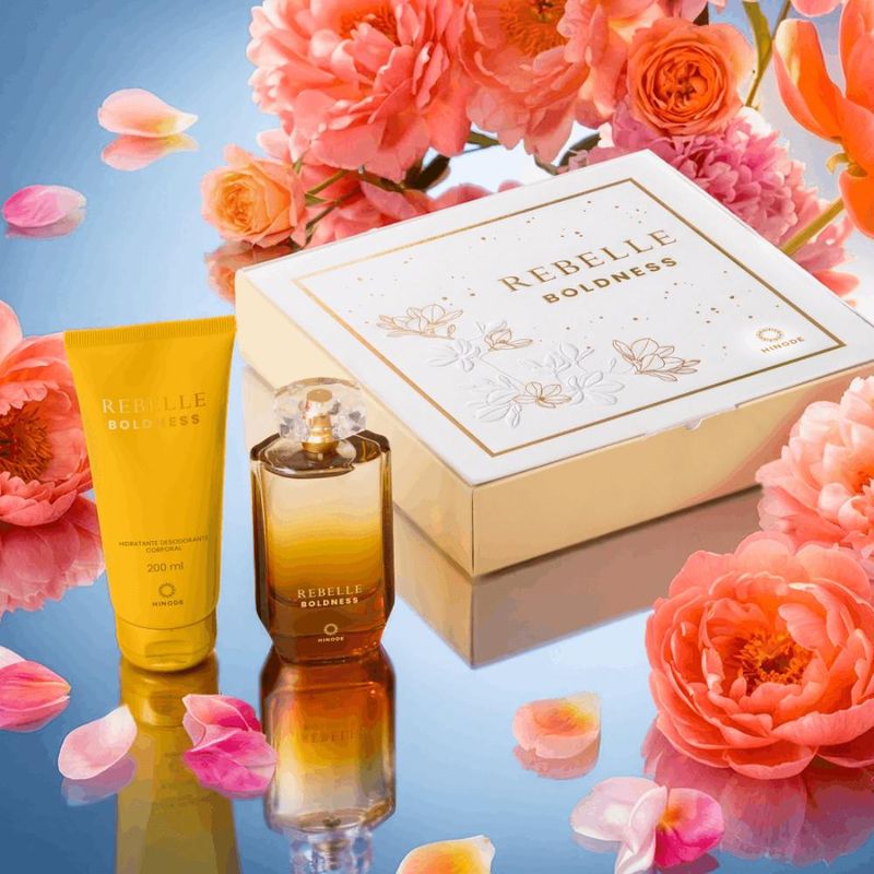Kit  Perfume Rebelle Boldness e Hidratante Dia das Mães Hinode 200ml