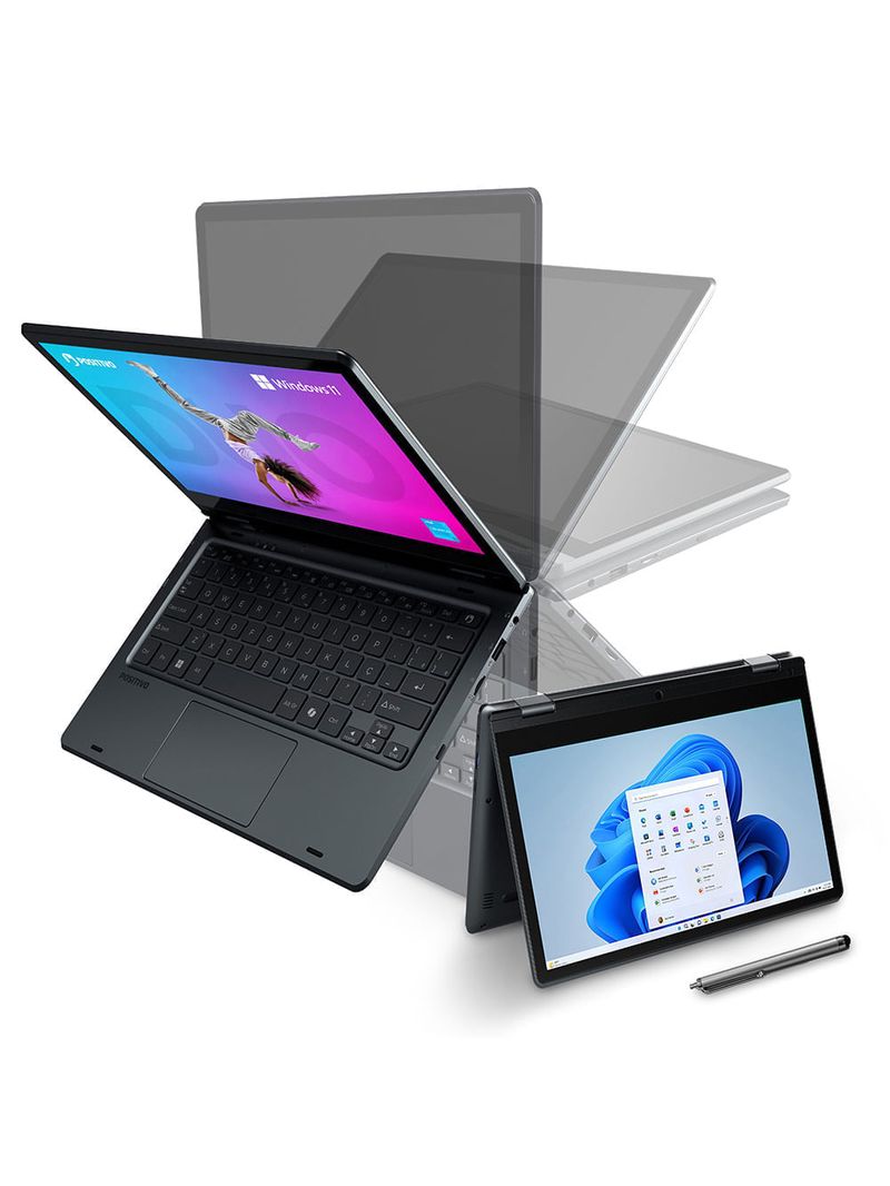 Notebook 2 em 1 Positivo Duo C4128E Intel® Celeron® N4500 Windows 11 Home 4GB RAM  128GB eMMC 11” LED HD IPS - Cinza