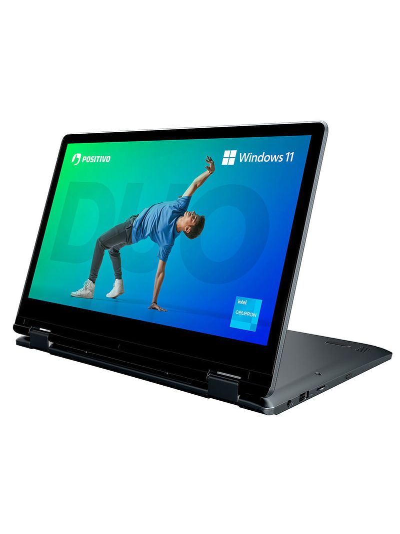 Notebook 2 em 1 Positivo Duo C4128E Intel® Celeron® N4500 Windows 11 Home 4GB RAM  128GB eMMC 11” LED HD IPS - Cinza