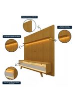 Rack Reluz 3 Gavetas Com Painel Para Tv Até 75 Polegadas Led Ripado Nobre Naturale E Off White