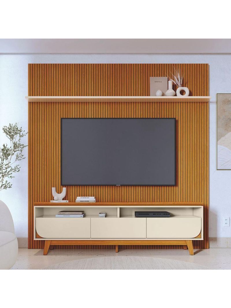 Kit Luna Painel E Rack Com Painel Cinamomo/off-white