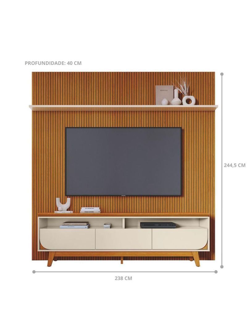 Kit Luna Painel E Rack Com Painel Cinamomo/off-white