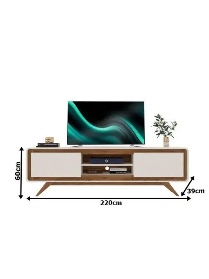 Rack Para Tv Até 70 Polegadas 2 Portas Channel Nature E Off White 220cm