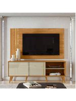 Conjunto édio Rack 2 Portas Com Painel Cumaru/opala Com Rack E Painel