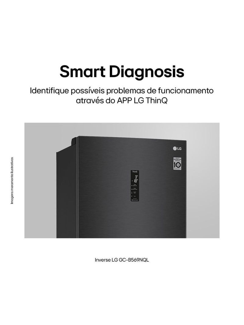 Geladeira lg frost free inverse conectividade inteligente preta - 451l