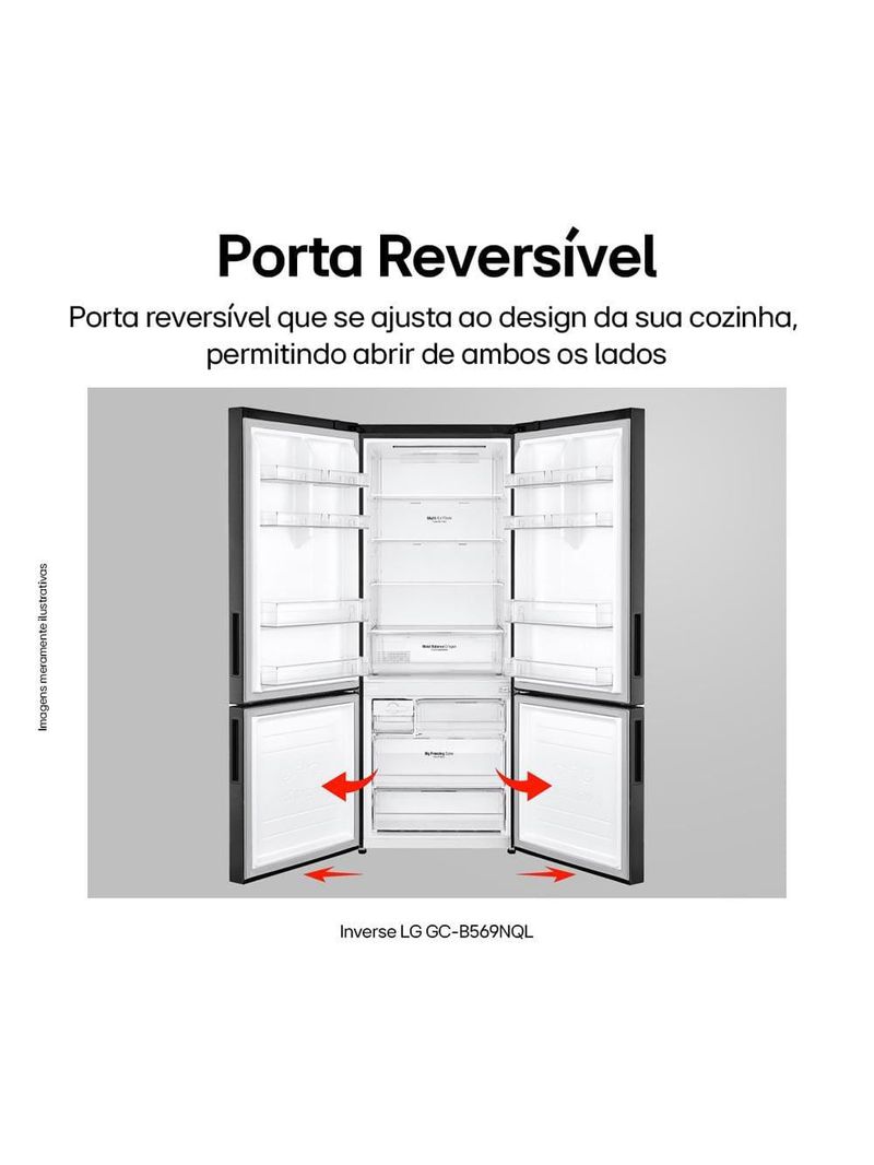 Geladeira lg frost free inverse conectividade inteligente preta - 451l