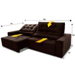 Sofá Retrátil Reclinável Alaska 2,30m Suede Velut Marrom Molas No Assento - King House