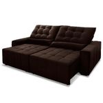 Sofá Retrátil Reclinável Alaska 2,30m Suede Velut Marrom Molas No Assento - King House