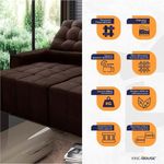 Sofá Retrátil Reclinável Alaska 2,30m Suede Velut Marrom Molas No Assento - King House