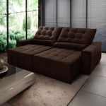Sofá Retrátil Reclinável Alaska 2,30m Suede Velut Marrom Molas No Assento - King House