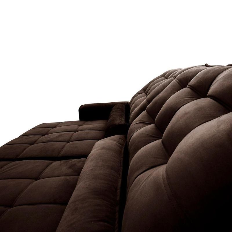 Sofá Retrátil Reclinável Alaska 2,30m Suede Velut Marrom Molas No Assento - King House