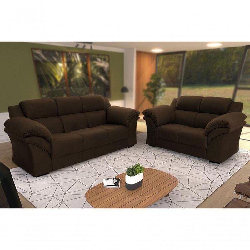 Conjunto Sofá Windsor Velut Marrom 3 E 2 Lugares 2,04m E 1,59m - King House
