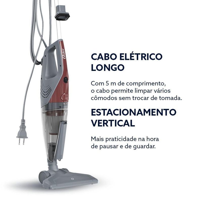 Aspirador de Pó Vertical Oster OASP610 600W 1L com Filtro Hepa e Coletor sem Saco 110V