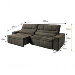 Sofá Retrátil Reclinável Supremo 2,70m Suede Velut Molas No Assento - King House