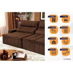 Sofá Retrátil Reclinável Supremo 2,70m Suede Velut Marrom Molas No Assento - King House