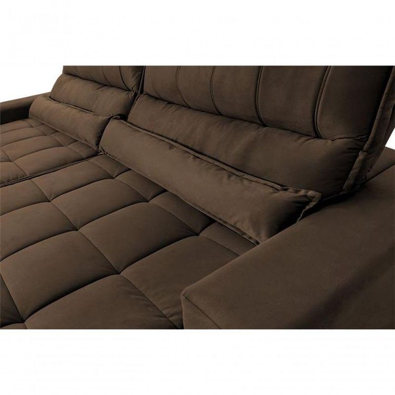 Sofá Retrátil Reclinável Supremo 2,70m Suede Velut Marrom Molas No Assento - King House