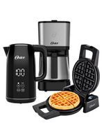 Kit Black Inox Oster - Cafeteira Chaleira Digital E Máquina De Waffle 220V