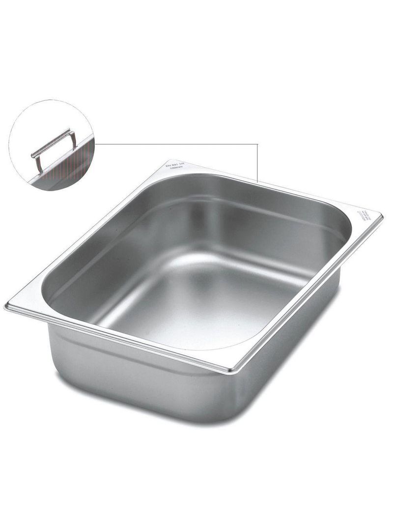 Cuba Tramontina Gn 1/2 Em Aço Inox Com Alças Móveis Profundidade 65 Mm - Aço 430 Tramontina