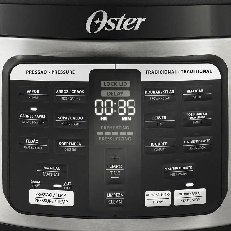 Kit Panela De Pressão 5,7L Multifunções E Cafeteira Com Jarra Inox Oster 110V