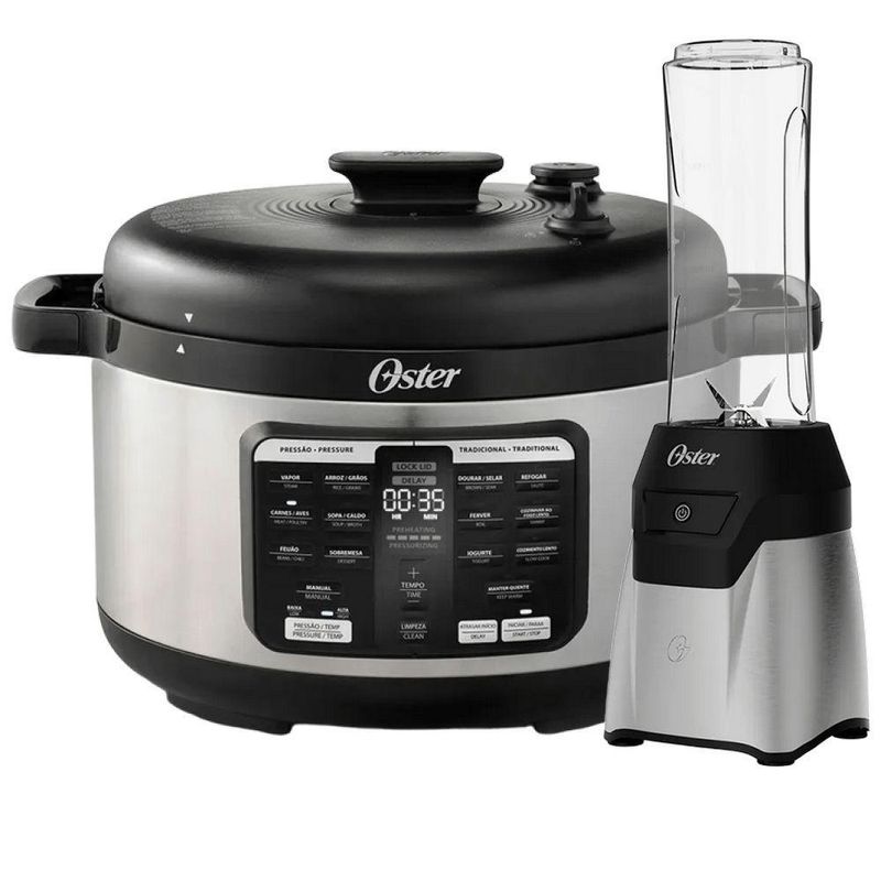 Kit Blender Power Inox e Panela de Pressão 5,7L Oster - 110V