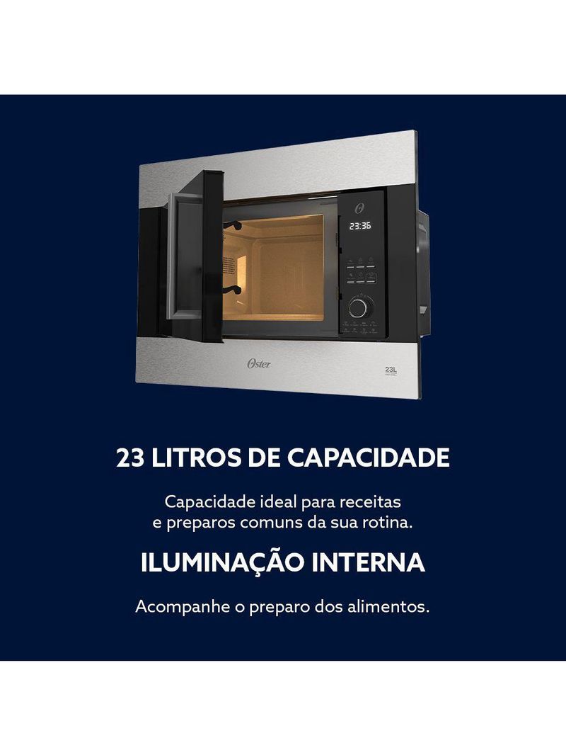 Forno Micro-ondas De Embutir Oster Black Inox 23L 110V