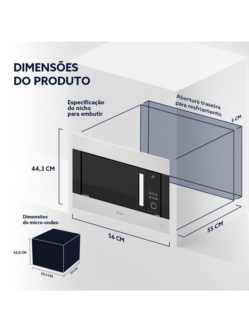 Forno Micro-ondas De Embutir Oster Black Inox 23L 110V