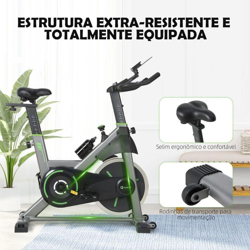 Bicicleta Ergométrica Spinning Gallant Power Pro Mecânica Roda De Inercia 20kg (GSB20HBTA-PT)