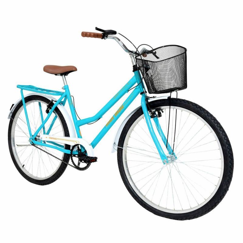 Bicicleta Soberana Urbana Transporte e Passeio Aro 26 Quadro Aço 1v Verde Tiffany Mormaii