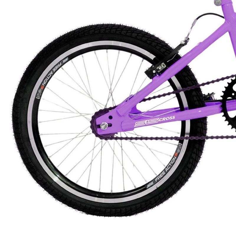 Bicicleta Sts Cross Bmx Aro 20 Quadro Aço 1v Lilás Free Action