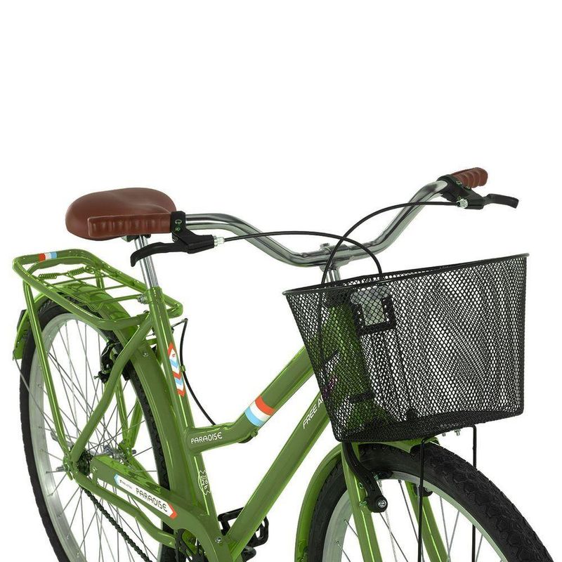 Bicicleta Urbana Paradise Aro 26 Quadro Aço 21" 1v V-Brake Verde Militar Free Action