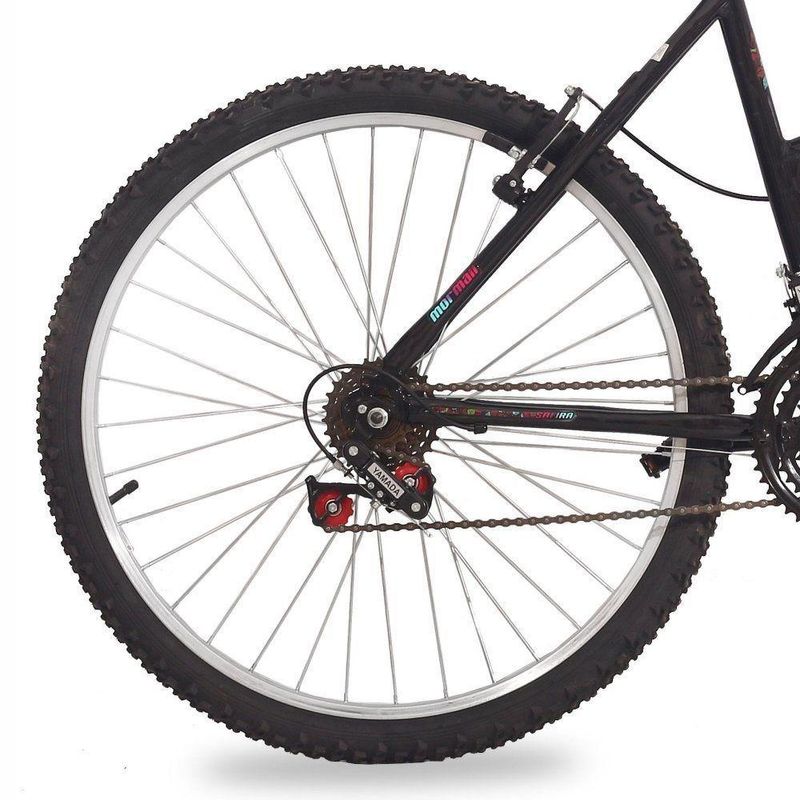 Bicicleta Safira Mountain Bike Aro 26 Quadro Aço 18 Marchas V-Brake Preto Brilho Mormaii