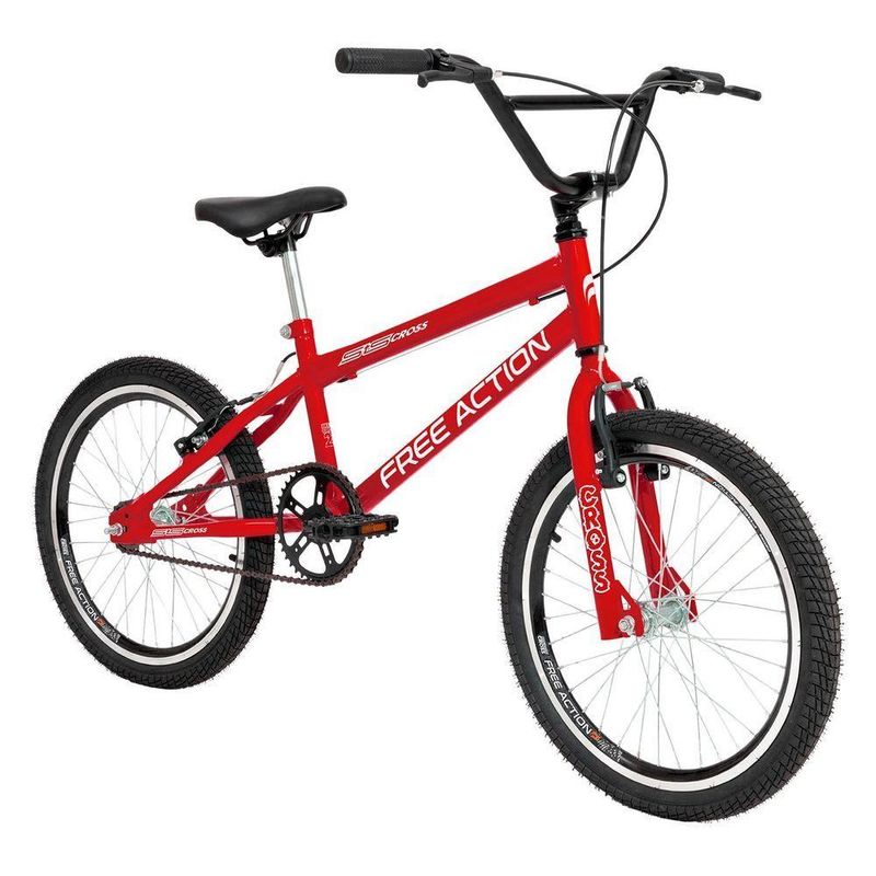 Bicicleta Sts Cross 1v Mountain Bike Aro 20 Quadro Aço V-brake Vermelho Coke Free Action
