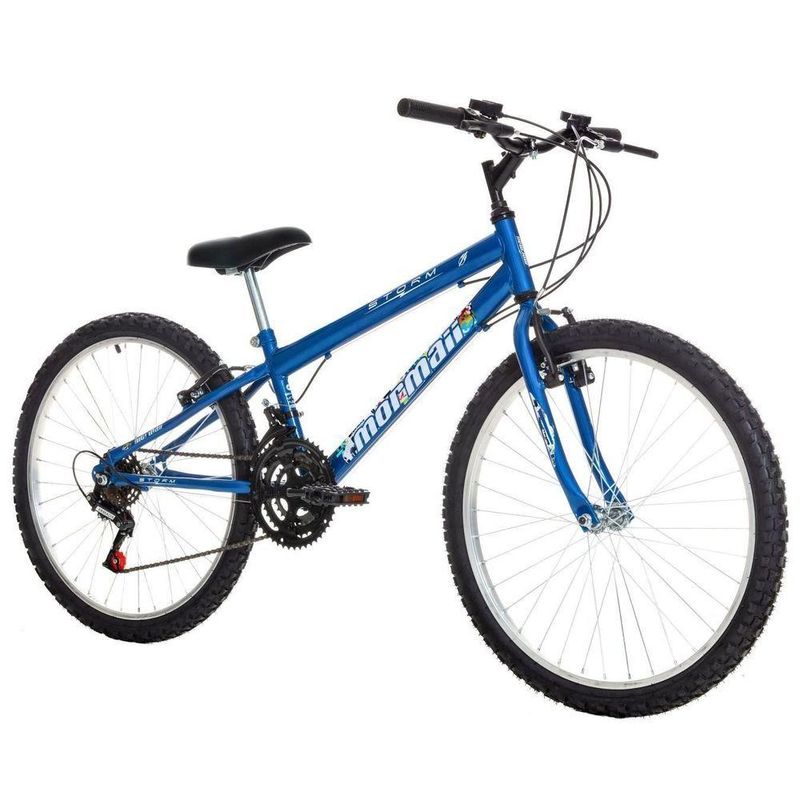 Bicicleta Storm Mtb Aro 24 Quadro Aço 18 Marchas Azul Alanya Mormaii