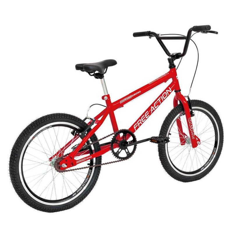 Bicicleta Sts Cross 1v Mountain Bike Aro 20 Quadro Aço V-brake Vermelho Coke Free Action